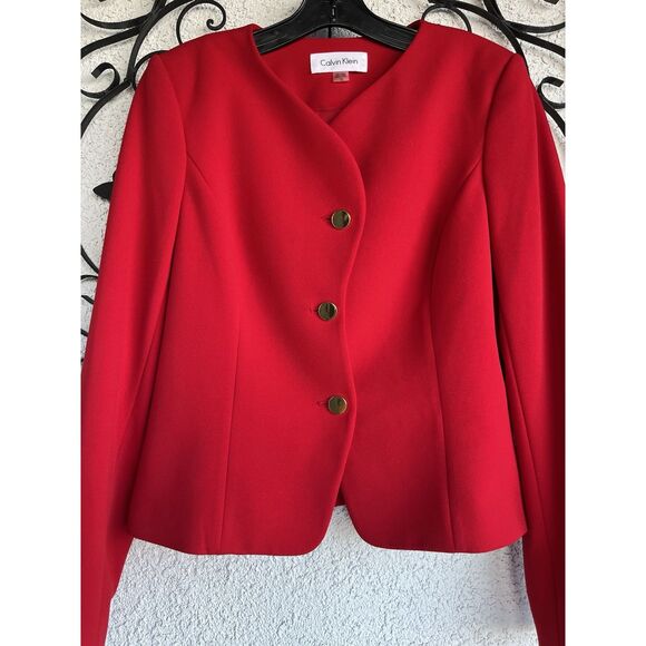 Calvin Klein Blazer - Size 10- Red/Gold Hardware - Picture 2 of 8
